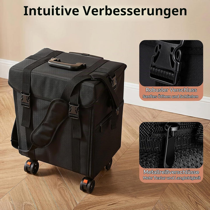 2 In 1 Kosmetik Trolley Multi-Function Friseurkoffer Professionelle Schwarz Kosmetikkoffer Beauty To