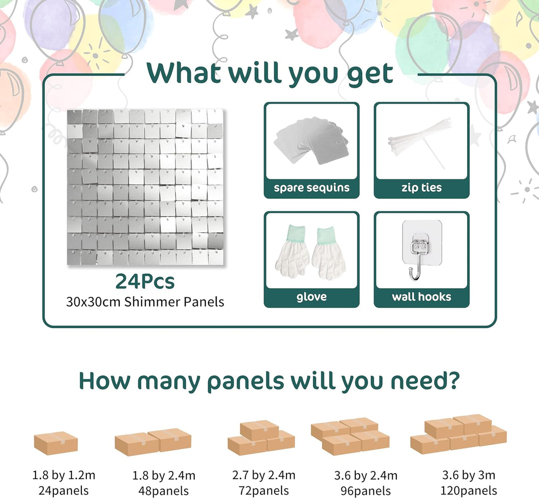 Kate Shimmer Wall Panels Silberne Pailletten Dekoration Träume Hochzeitsbogen Luxus Hintergrund Glit
