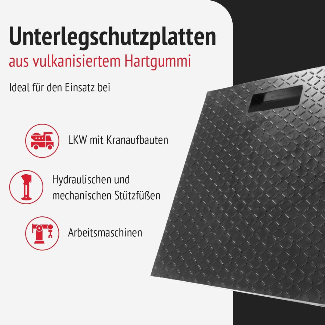lasiprofi Unterleg-Schutzplatte aus Hartgummi, 400x400x30 mm, für Arbeitsmaschinen, Container, Gerüs