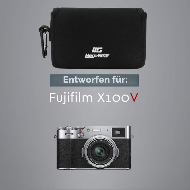 MegaGear MG1896 Ultraleichte Neopren-Kameratasche, kompatibel mit Fujifilm X100V, Schwarz, Schwarz