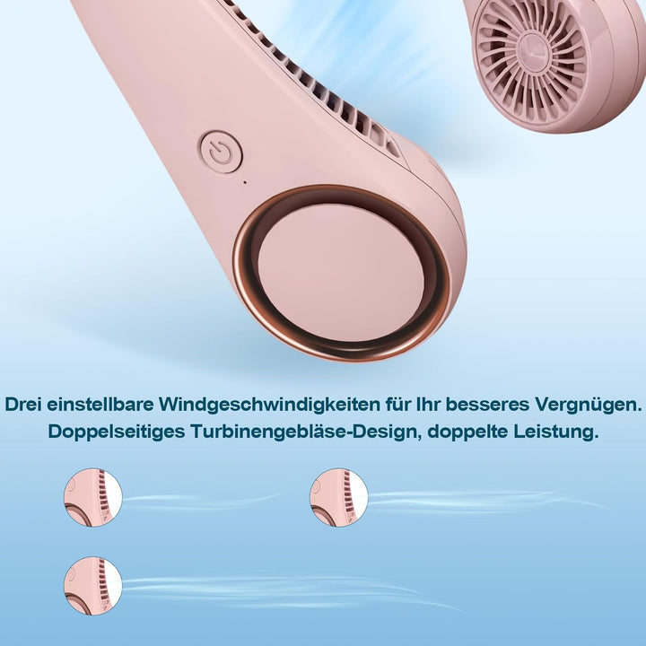 CIVPOWER Tragbarer Hals-Ventilator, freihändiger, blattloser Ventilator, 360° Kühlung, persönlicher
