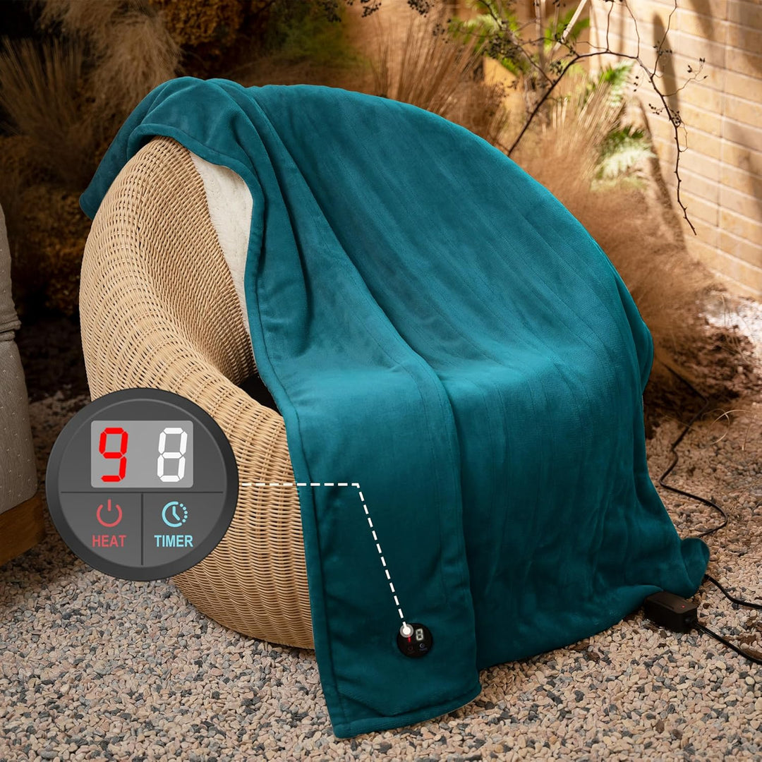 GOTCOZY Wärmedecke Heizdecke 130x180 cm – Ein Knopf Wärmedecke Elektrisch mit 10 Heizstufen & 9-Stun
