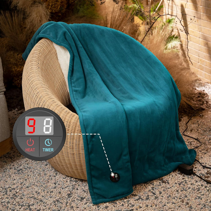 GOTCOZY Wärmedecke Heizdecke 130x180 cm – Ein Knopf Wärmedecke Elektrisch mit 10 Heizstufen & 9-Stun
