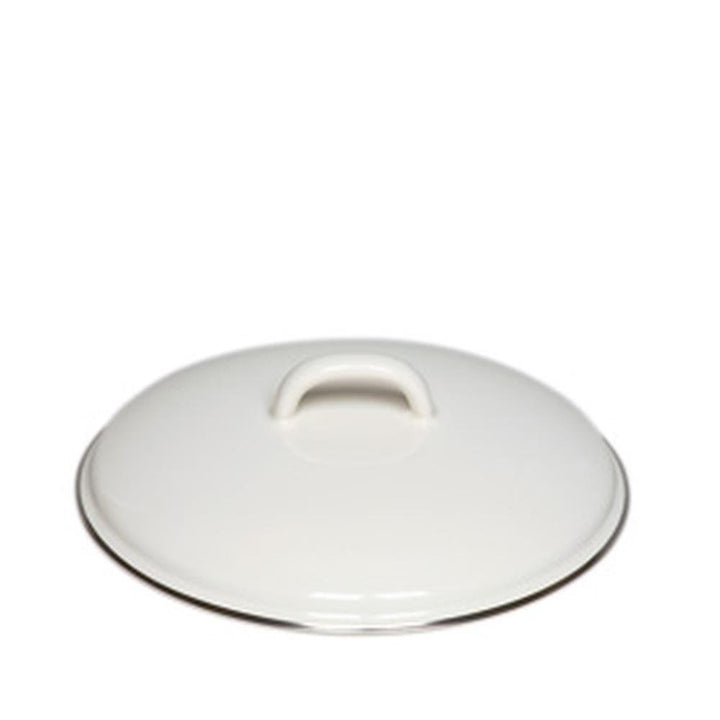Riess, 0100-033, Deckel mit Chromrand 22, CLASSIC- WEISS, Höhe 6 cm, Durchmesser 22 cm, Emaille, wei