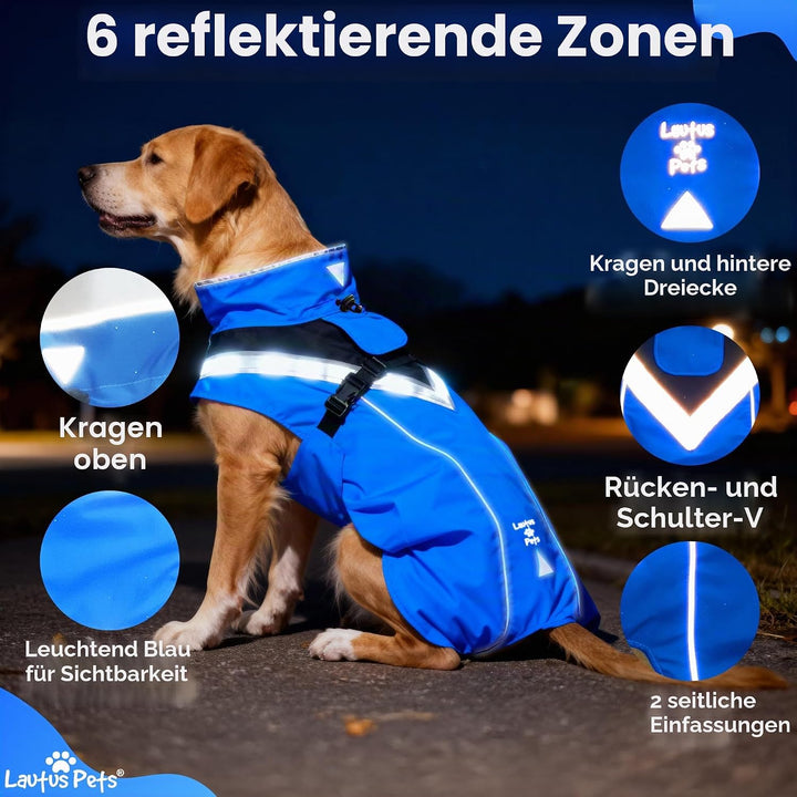 Wasserdichter Hunderegenmantel, reflektierenden Sicherheitsstreifen & Leinenöffnung – Leichte, Jacke
