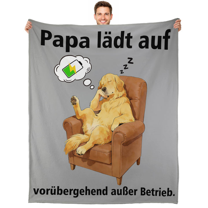 Papa Geschenk Kuscheldecke 150×130CM Geburtstagsgeschenk Flanelldecke Schlafdecke für Papa Opa Decke