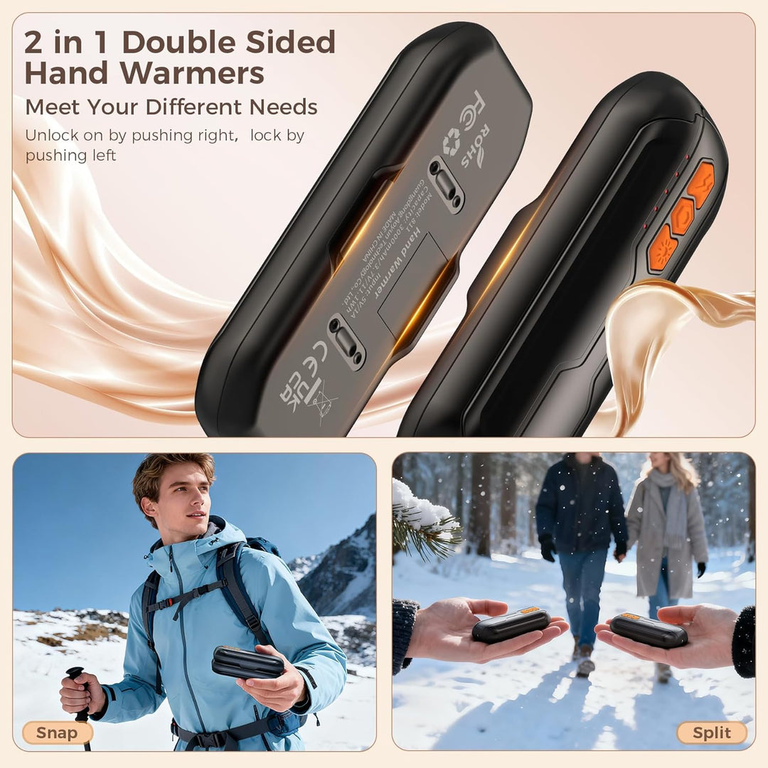 Handwärmer Elektrisch 2er Set, USB Handwärmer Aufladbar mit LED, 5 Stufen Schnelle Erwärmung, Wärme