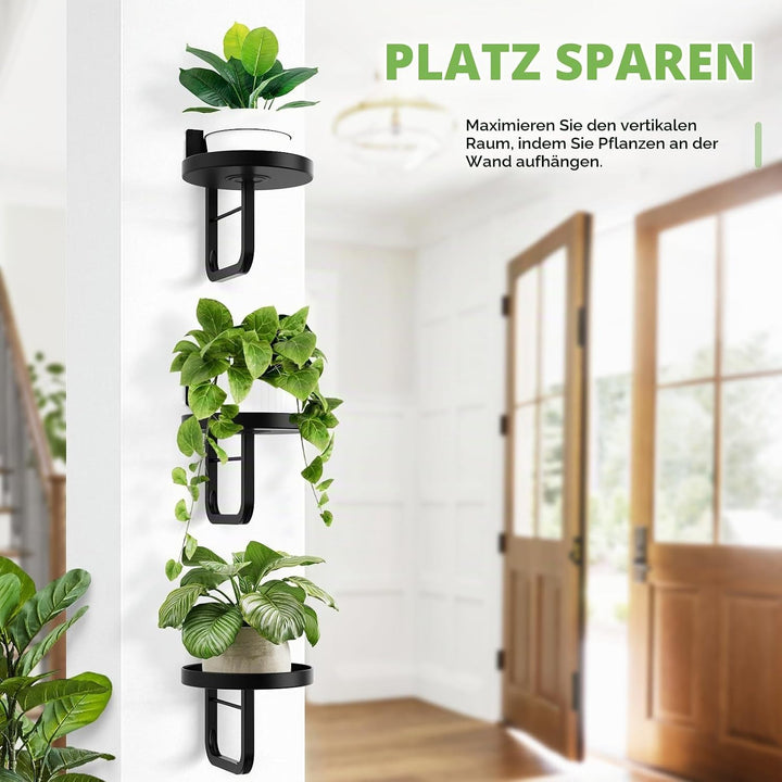 3er Set Metall Pflanzenregal Wand - 20cm Blumenständer zur Wandmontage, Pflanzenständer für Blumento