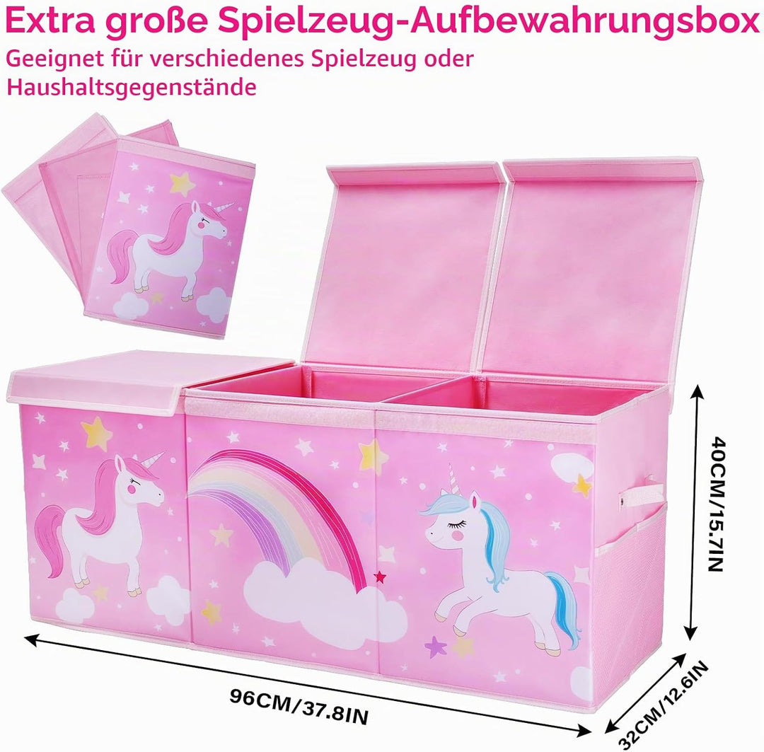 Gross Aufbewahrungsbox mit Deckel Kinder, Zusammenklappbare Oxford-Netztaschen Spielzeugkiste mit Gr