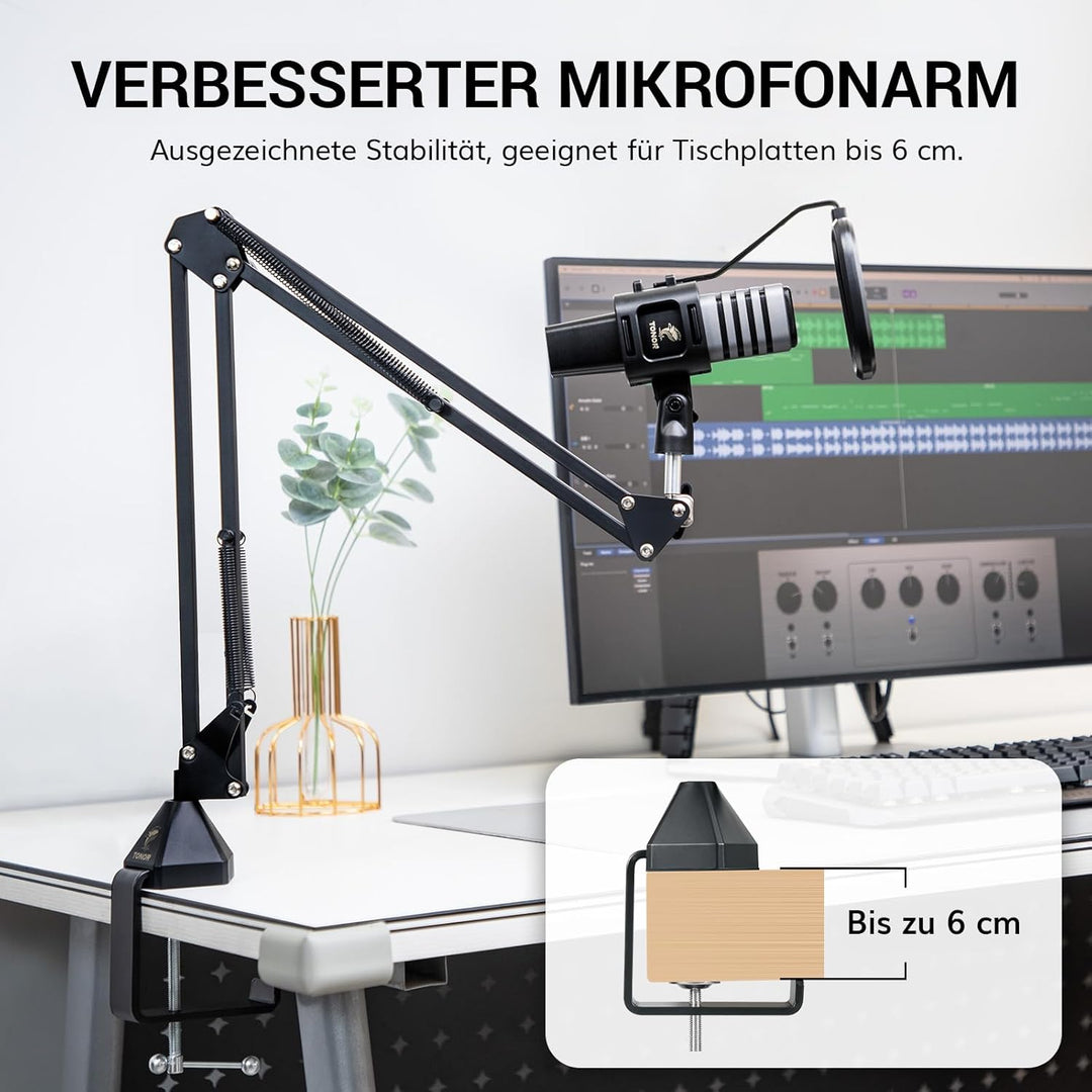 TONOR USB Kondensator Mikrofon, Nierencharakteristik Computer Mikrofon, Popfilter, für Konferenz, St