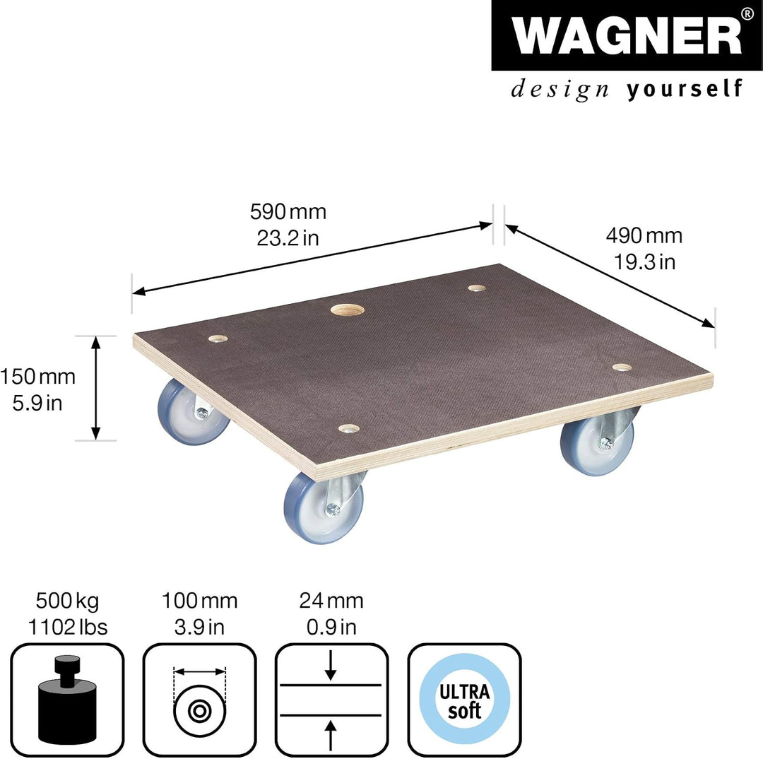 Wagner Transporthilfe MM 1145 I 59 x 49 x 15 cm - Tragkraft 500 kg - Multiplex - für schwer beladene