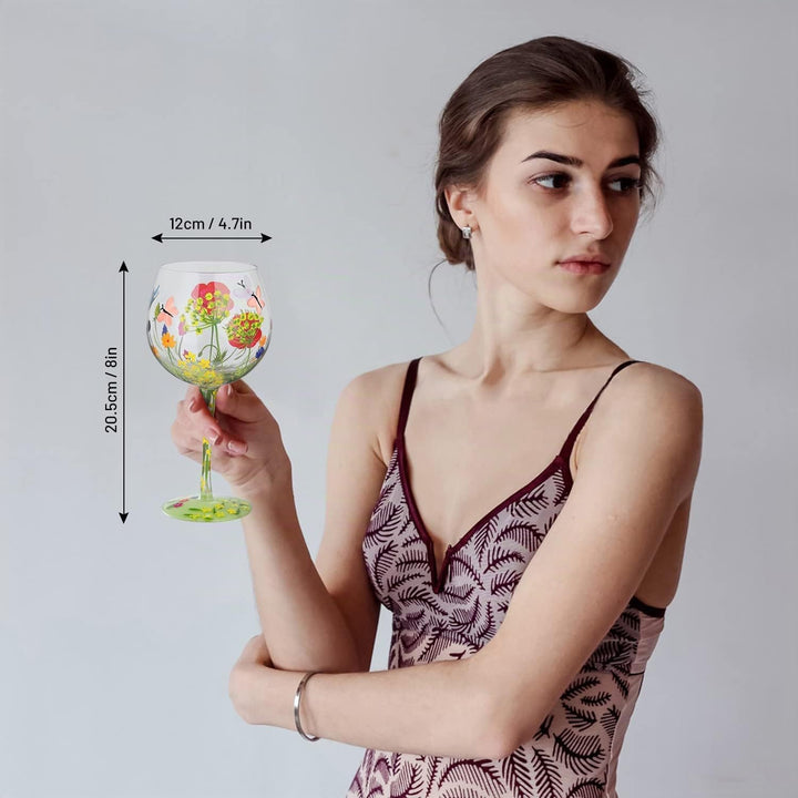 NymphFable Blumen Gin Gläser Handbemalt Garten Ballongläser Weinglas Bunte 20oz Personalisierte Gesc