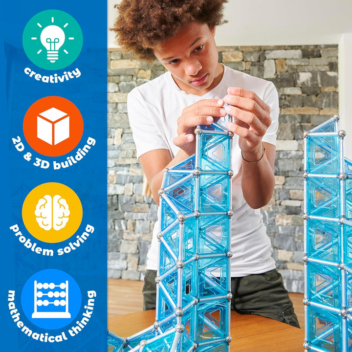 Geomag 024 PRO-L Building Set, Blue and Silver Metal, 110 Pieces 110 Stück, 110 Stück