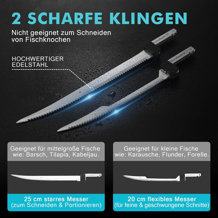 DURATECH 12V Kabelloses Elektrisches Fischmesser mit 20cm und 25cm Klingen, Elektrisches Messer mit