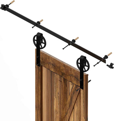 243cm/8FT Schiebetürbeschlag Set Schiebetürsystem Zubehörteil für Schiebetüren Innentüren, Schwarz/S