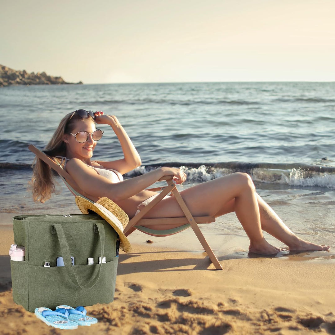 LEDAOU Grosse Strandtasche mit reissverschluss Damen Wasserdicht Umhängetasche Tragetasche shopper s