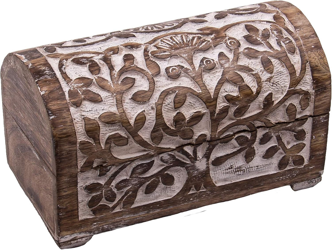 3 er Set Schatztruhen Baum des Lebens, massive Holz-Schatullen max.28 x 20 x 19 cm, white wash … Whi