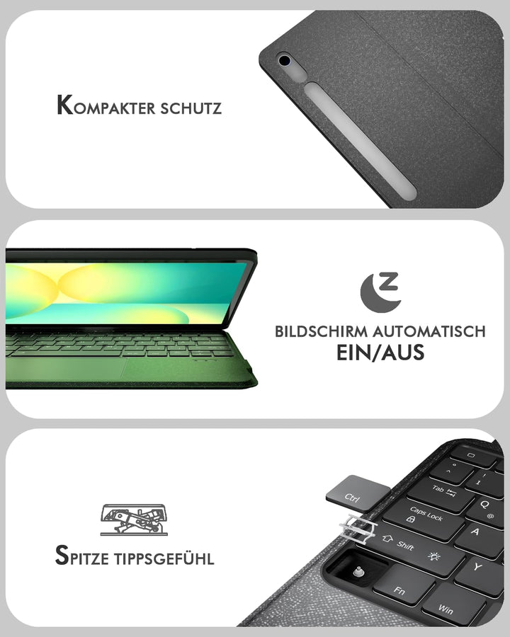 Doohoeek Tastatur mit Hülle für Samsung Galaxy Tab S10FE 2025/S9FE 10,9 Zoll/Tab S9 11 Zoll, Bluetoo