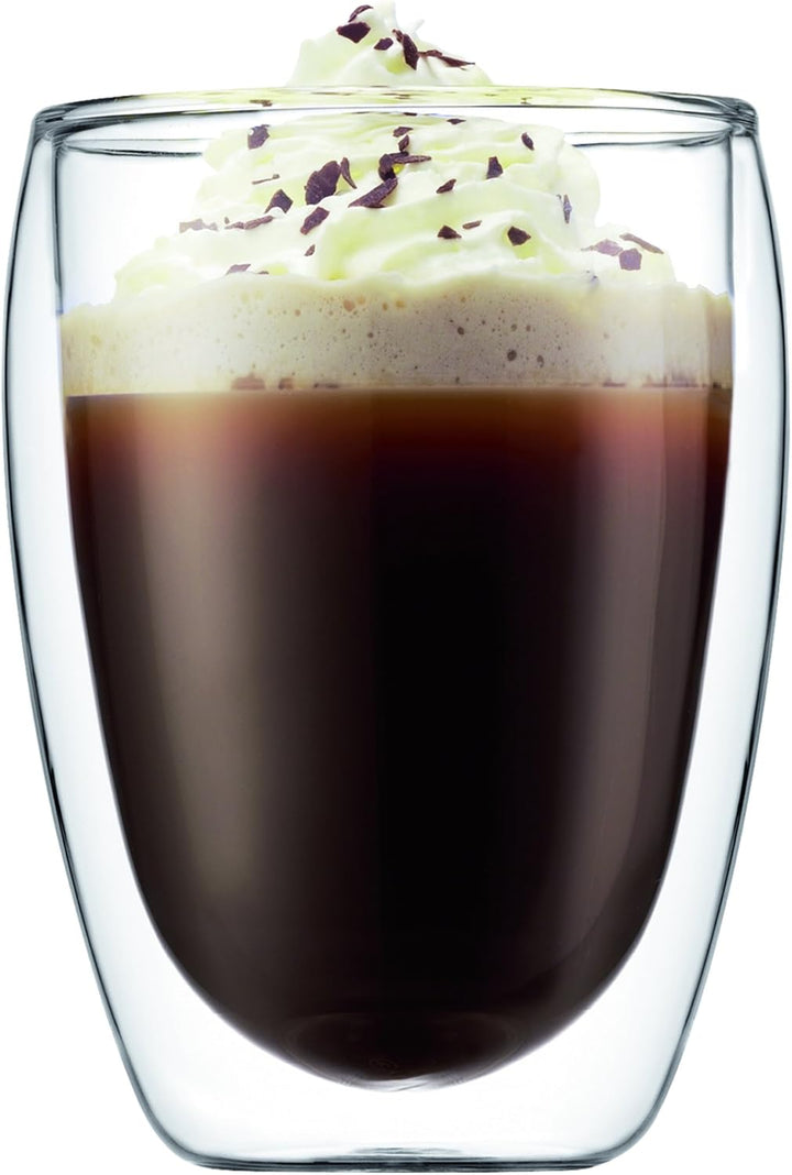 Bodum K1928-18-1 Chambord Set Kaffebereiter 8 Tassen mit 2 Gläser 35 cl Doppelwand Pavina, Chrom, 1
