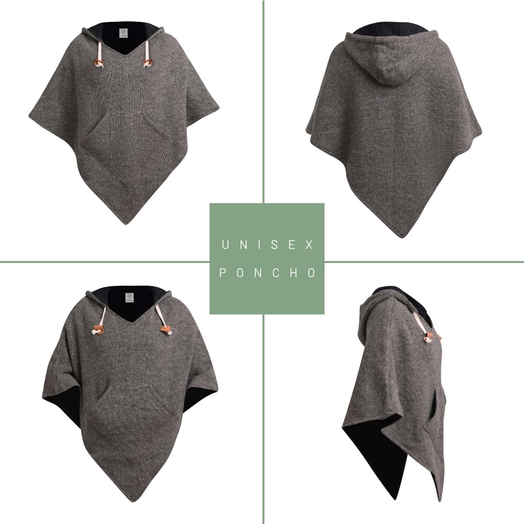 virblatt - Poncho Herren Wolle & Poncho Damen | Wolle &Polarfleece Herren Poncho Winter Fleece warm