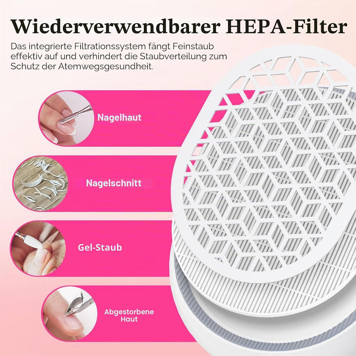 Staubabsaugung für Nägel Professionelle Nagelstaubsauger mit Filter Saugstarke Leistungsstarke Nagel