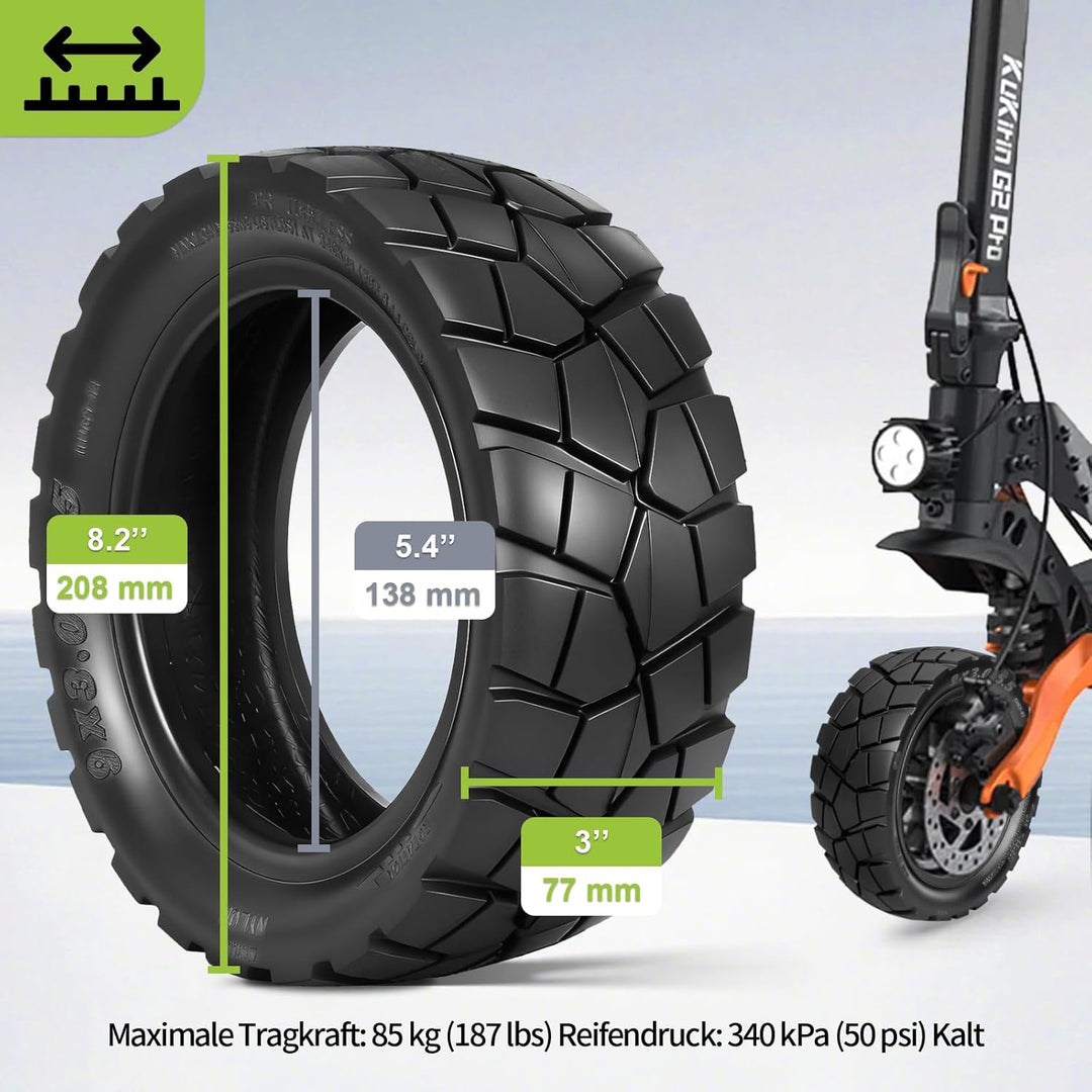 9x3,0-5,5 Tubeless Reifen für Kukirin G2 Pro (Neu) Elektroroller 9 Zoll Ersatzreifen Schlauchlose Va