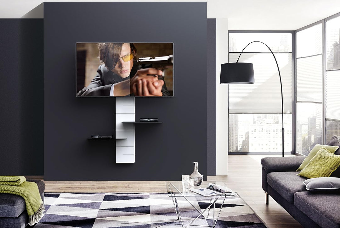 Meliconi 480522 Ghost Cubes Shelf White Stapelbare Kabelkanal mit Regalen aus Glas weiss Weiss Shelf