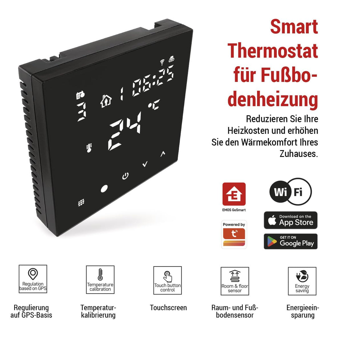 EMOS GoSmart - WiFi Raumthermostat für Fussbodenheizung mit App - Programmierbarer Smart-Thermostat