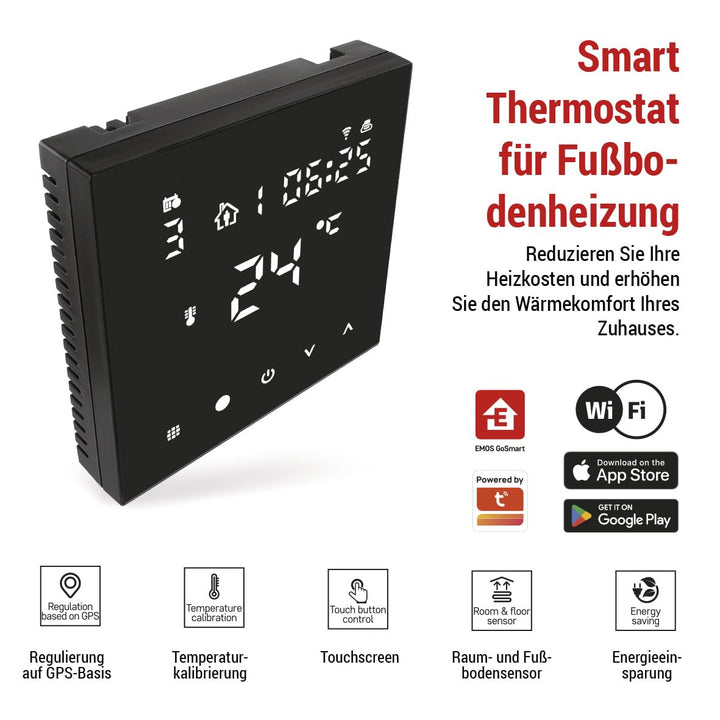 EMOS GoSmart - WiFi Raumthermostat für Fussbodenheizung mit App - Programmierbarer Smart-Thermostat