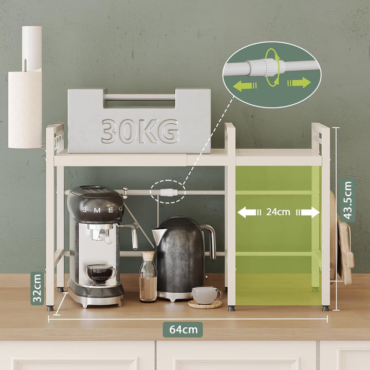 NETEL Mikrowellen Ständer 2 Stufiges Mikrowellen Halter Organizer mit Haken, Rollen Schneidebrett Ha