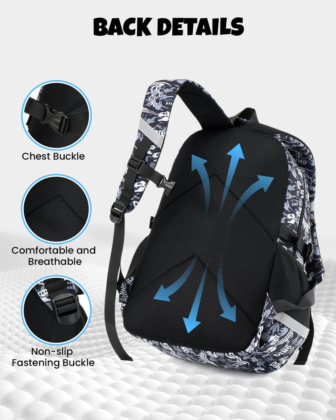 Amythe Schulrucksack Jungen Teenager, Schultasche Kinder mit Reflektoren für 1. bis 4. Klasse, Leuch