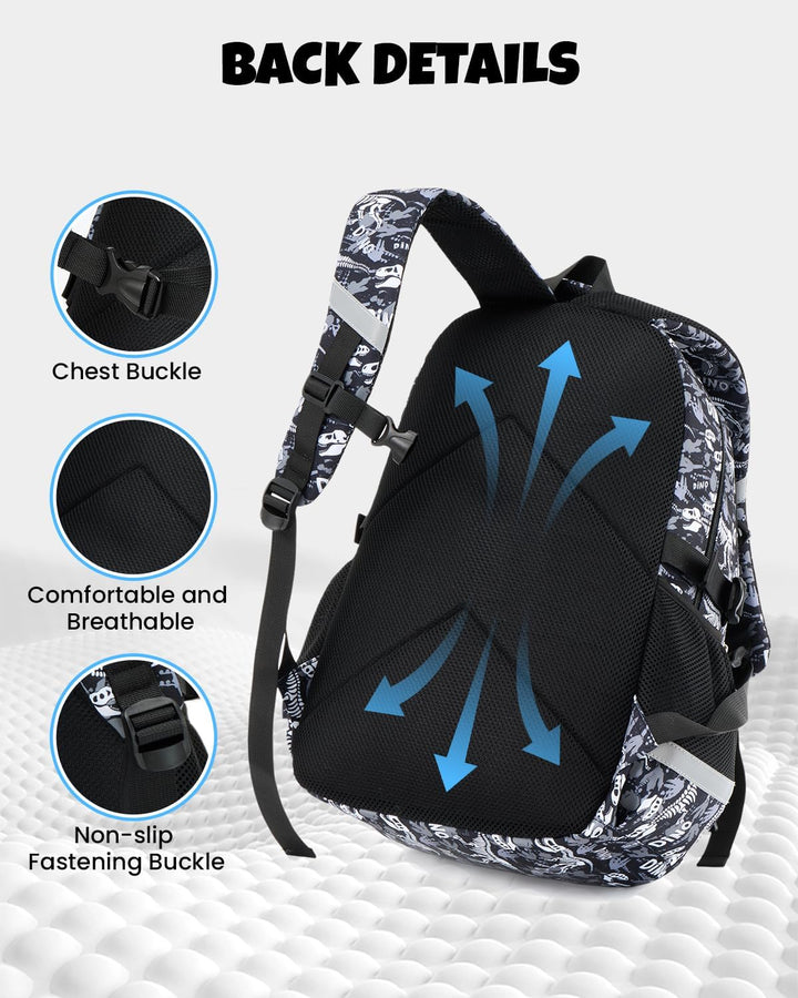 Amythe Schulrucksack Jungen Teenager, Schultasche Kinder mit Reflektoren für 1. bis 4. Klasse, Leuch