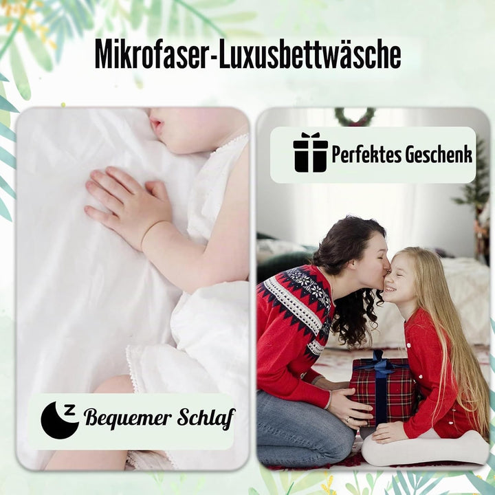 Hoimlm Einhorn Bettwäsche,Kinder Bettwäsche Set mit Bettbezug and 2 Kissenbezug,Cartoon Einhorn mikr