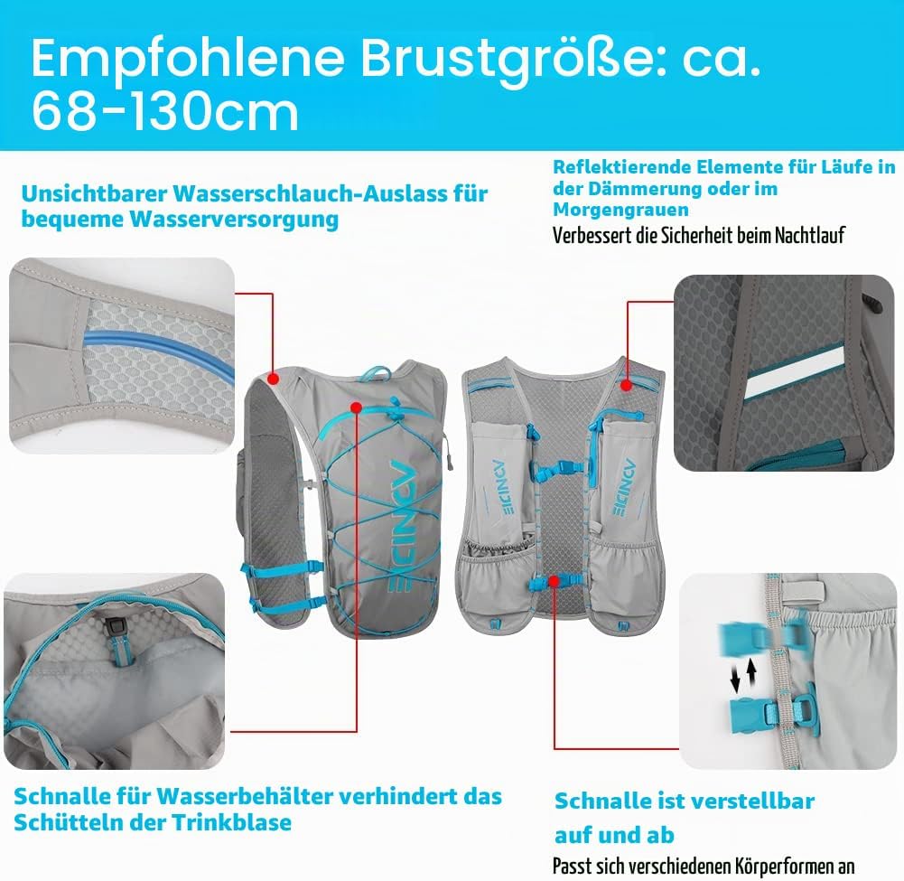 Trinkrucksack, Geila Running Trinkweste, Marathon Trail Running Rucksack, Atmungsaktiver Rucksack Ou