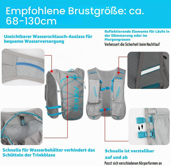 Trinkrucksack, Geila Running Trinkweste, Marathon Trail Running Rucksack, Atmungsaktiver Rucksack Ou