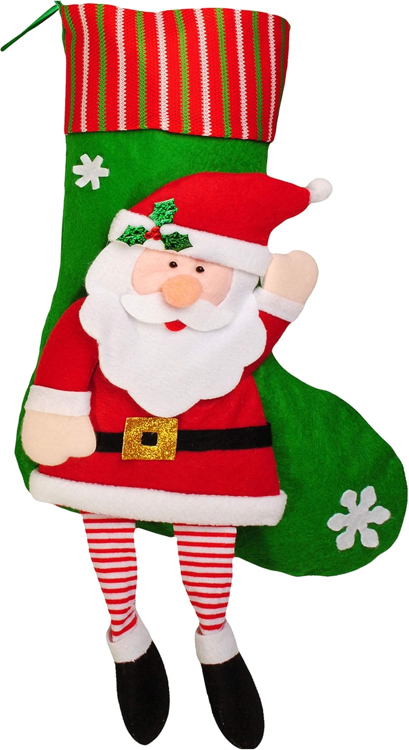 alles-meine.de GmbH 3 Stück XL - Weihnachtssocken & Filzstrümpfe - 3D Effekt - 52 cm - Weihnachtsman