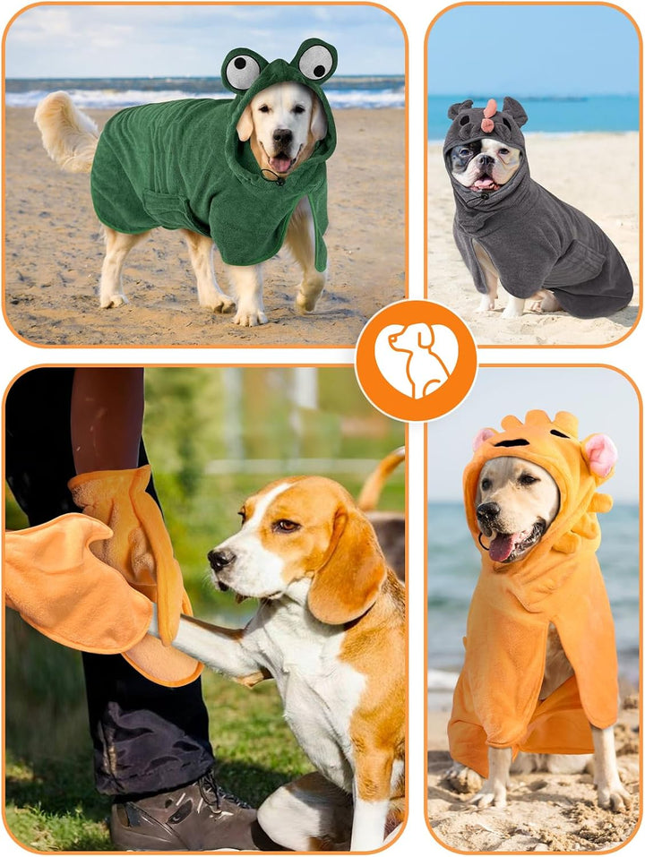 Bademantel für Hunde, Hundebademantel Aus Mikrofaser, Verstellbares Halsband Mit Klettverschluss Sch