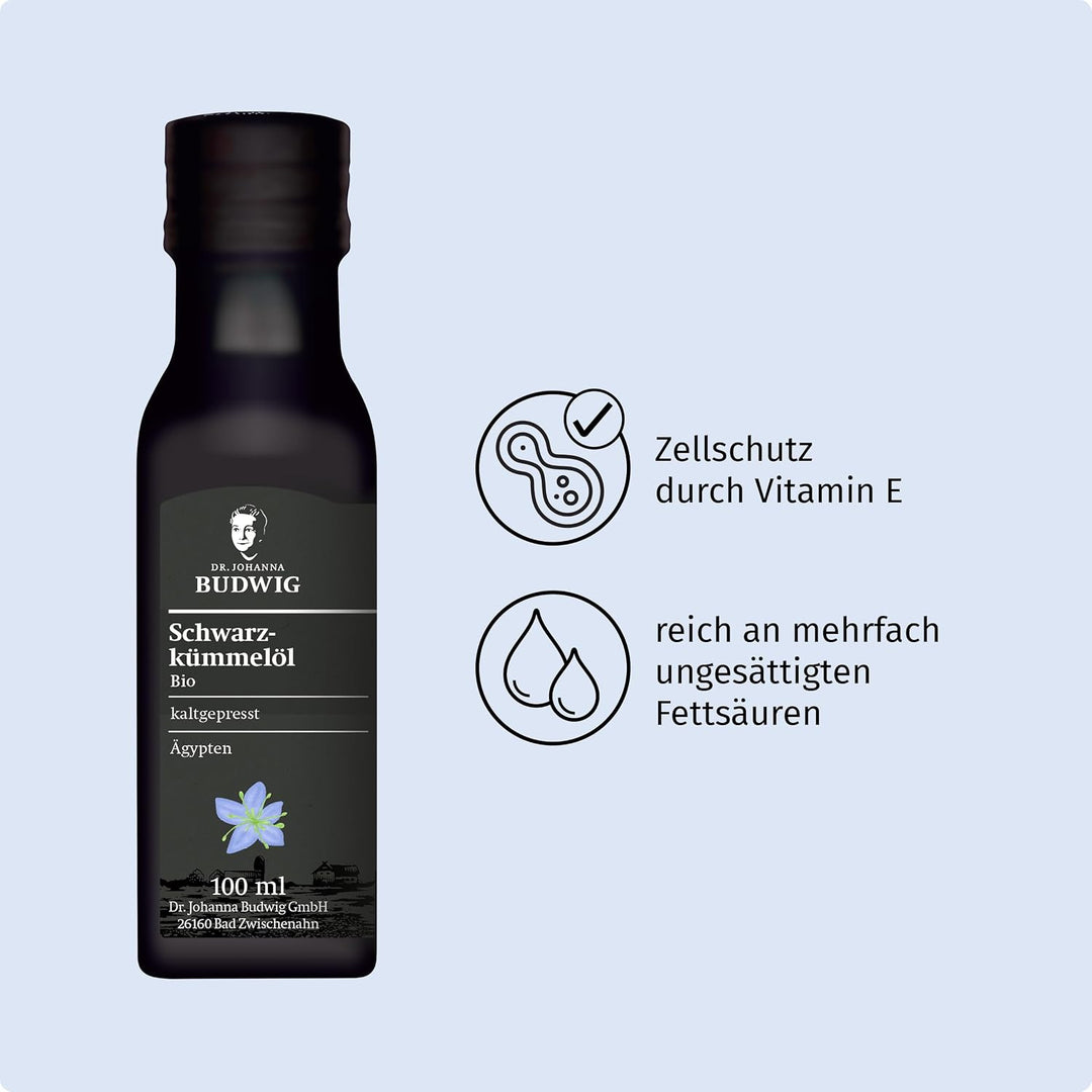 Dr. Budwig Premium Bio Schwarzkümmelöl Vorratspack gefiltert (4x 100ml) - nigella sativa - ätherisch