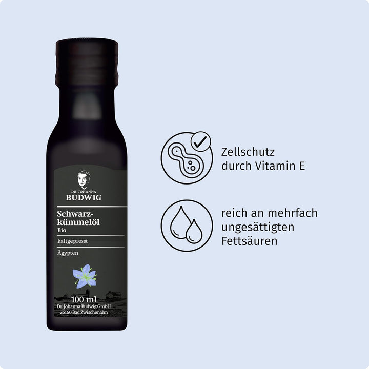 Dr. Budwig Premium Bio Schwarzkümmelöl Vorratspack gefiltert (4x 100ml) - nigella sativa - ätherisch