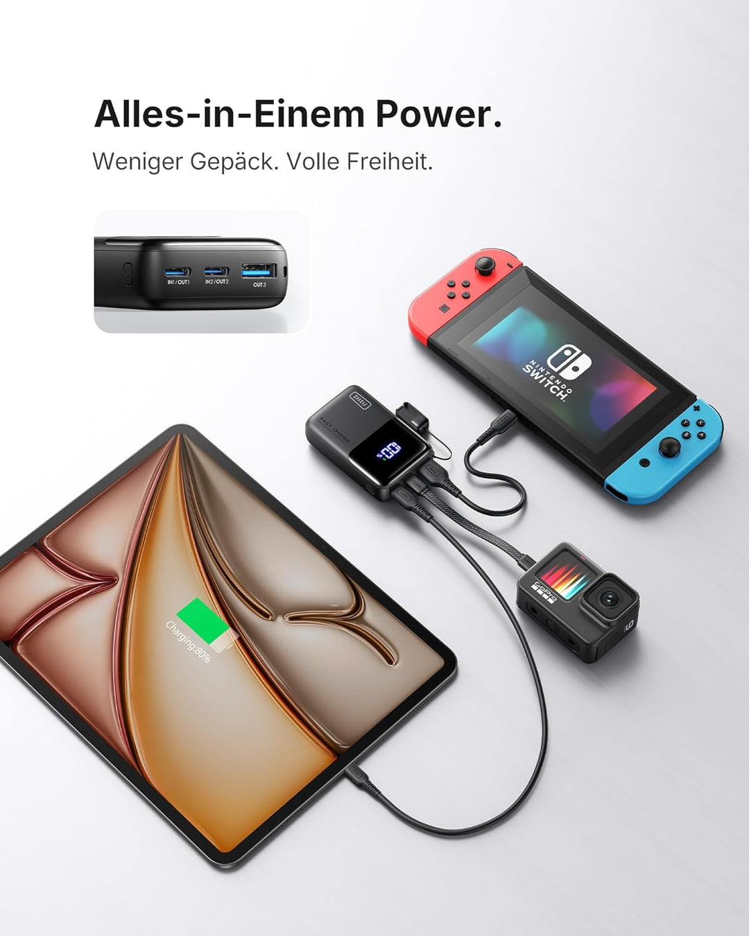 INIU Mini Power Bank, 45W 10000mAh Powerbank Klein Aber Stark (USB C In & Out), Schnellladefunktion