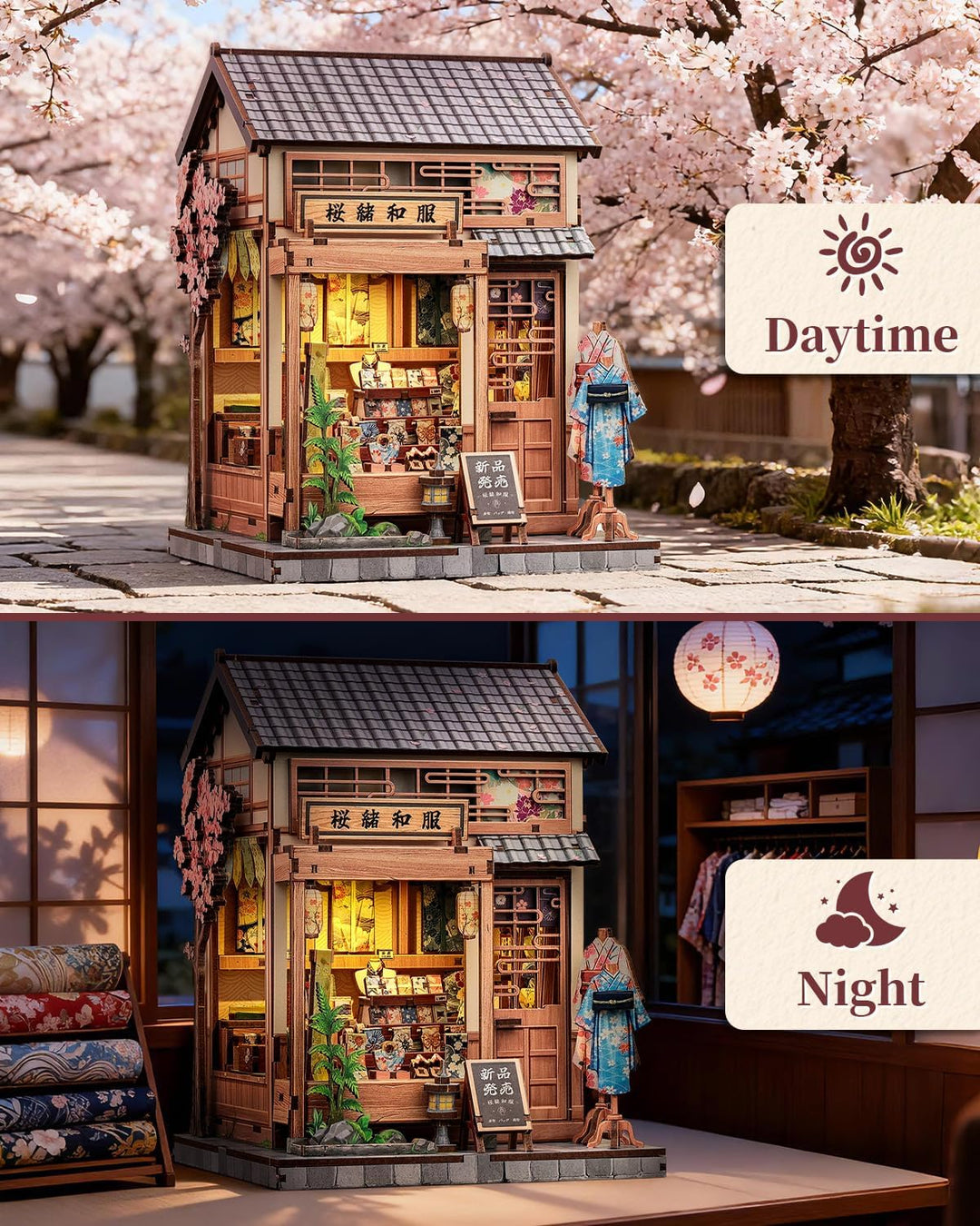 CUTEBEE Book Nook - 3D Puzzle im Japanischen Stil DIY Puppenhaus-Set, Bücherregal-Dekoration, Famili