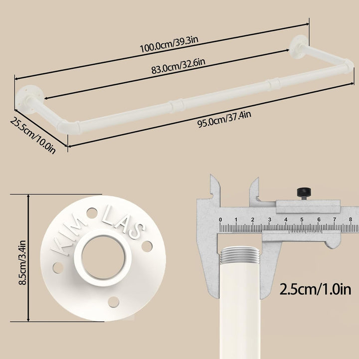 100cm Kleiderstange Industrial, Kleiderständer Wandmontage, Offener Kleiderschrank, Kleiderstangen f