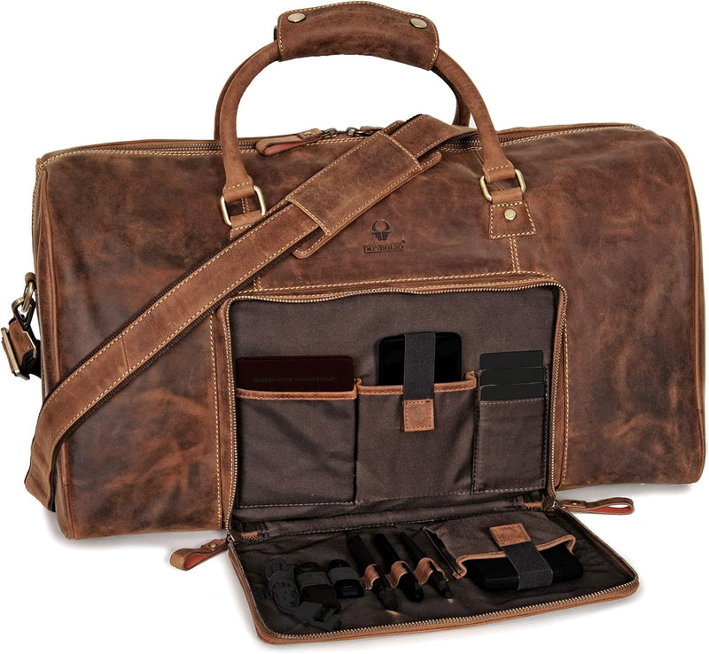 DONBOLSO Weekender Naples - Hochwertige Reisetasche Herren gross - Leder Reisetasche braun - Handgep