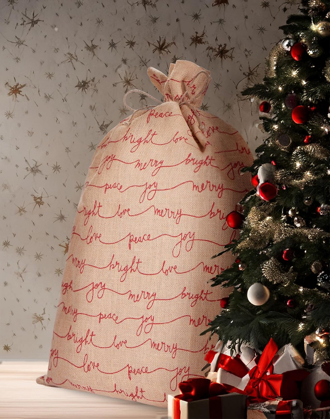 BRUBAKER 3er Set Weihnachtssack - 80 cm Geschenksack mit weihnachtlichen Motiven - Nikolausbeutel zu