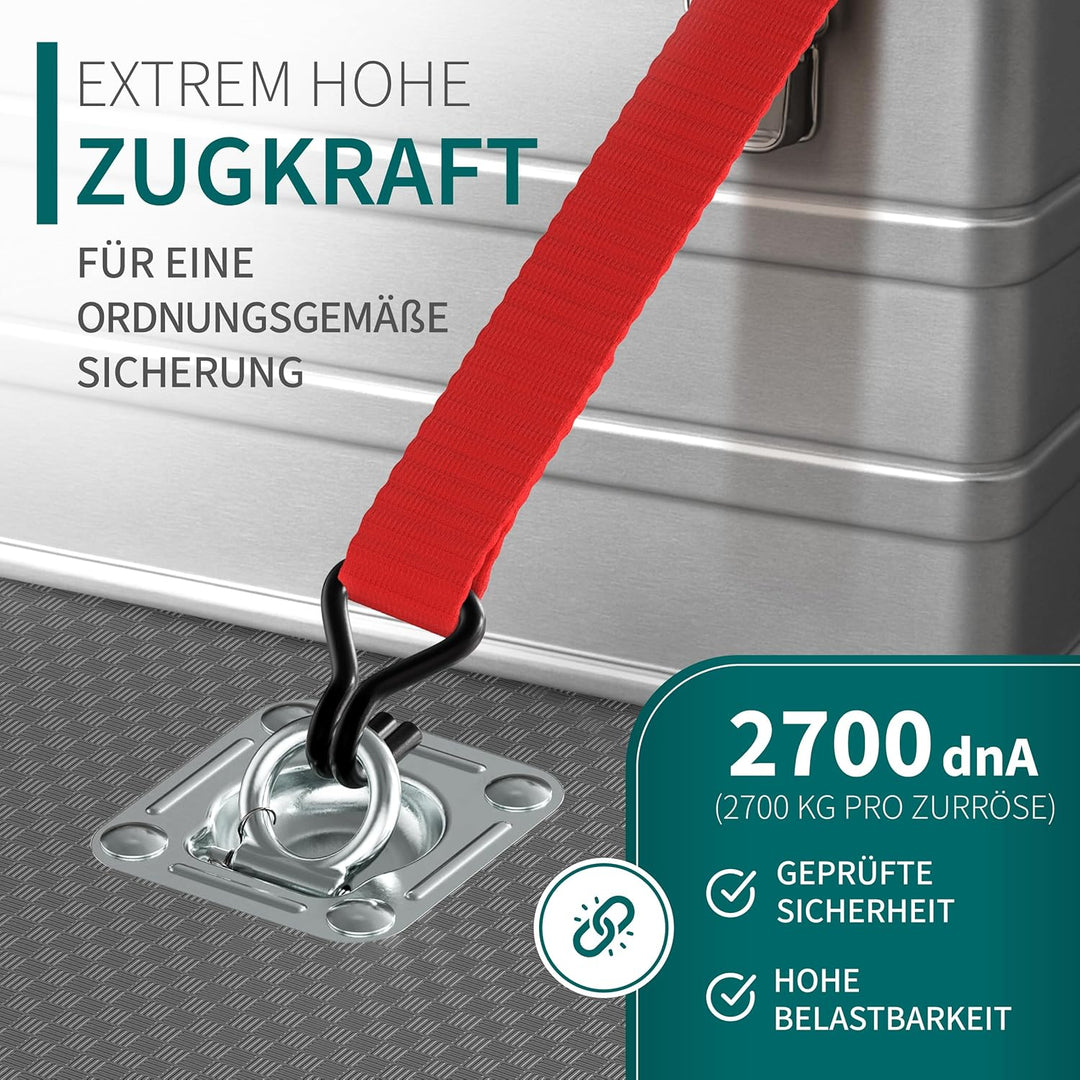 TRAILERKRAFT® Anhänger Zurrösen mit Gegenplatten inkl. Schrauben [6er Set] Robuste Zurrmulden | Zugk