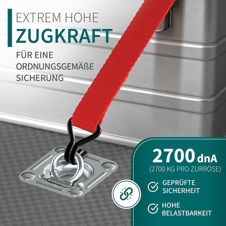 TRAILERKRAFT® Anhänger Zurrösen mit Gegenplatten inkl. Schrauben [6er Set] Robuste Zurrmulden | Zugk