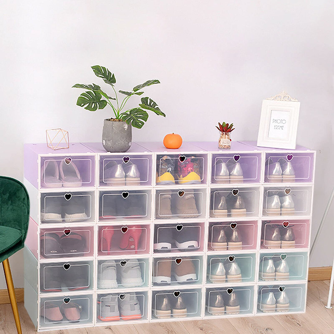 Esyogen 20 Set Schuhbox Set Schuhkarton Schuhkasten Aufbewahrung stapelbar Set Transparent Schuhkart