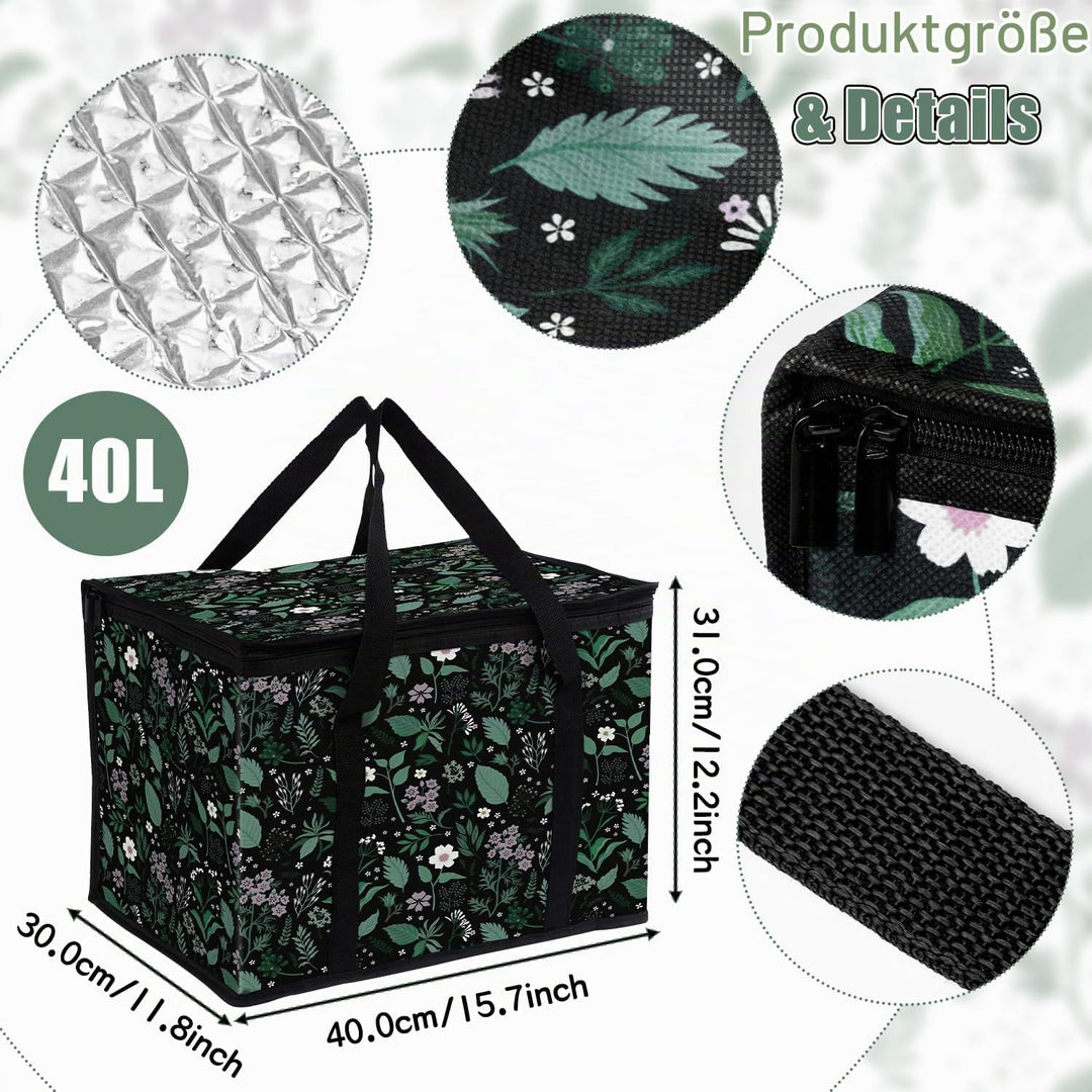 Kühltasche 40L Faltbar Picknicktasche Isolierte Picknick-Lunch-Thermotasche mit stabilen Griffen und