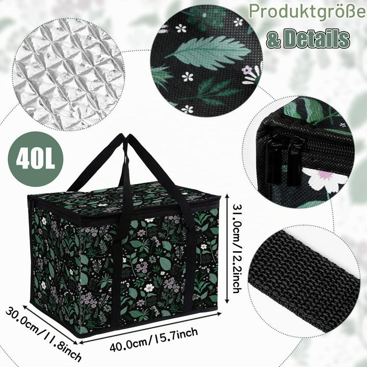 Kühltasche 40L Faltbar Picknicktasche Isolierte Picknick-Lunch-Thermotasche mit stabilen Griffen und