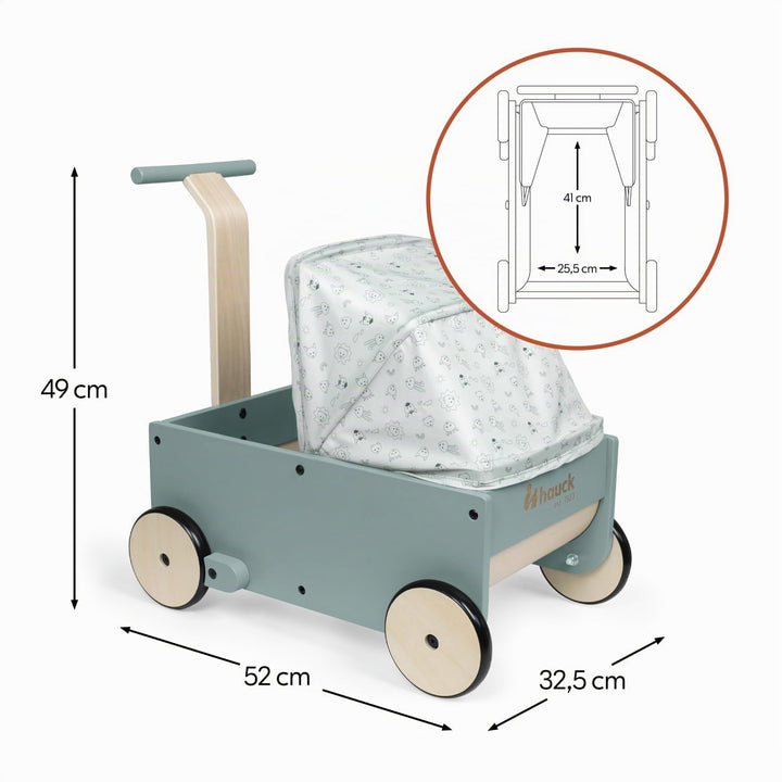 Hauck Learn to Walk Dolls - 2in1 Puppenwagen &amp; Lauflernwagen aus Holz für Kinder ab 12 Monaten inklu